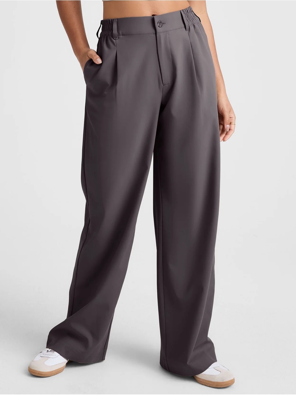 Beyond Yoga Grey Status Wide Leg Trousers